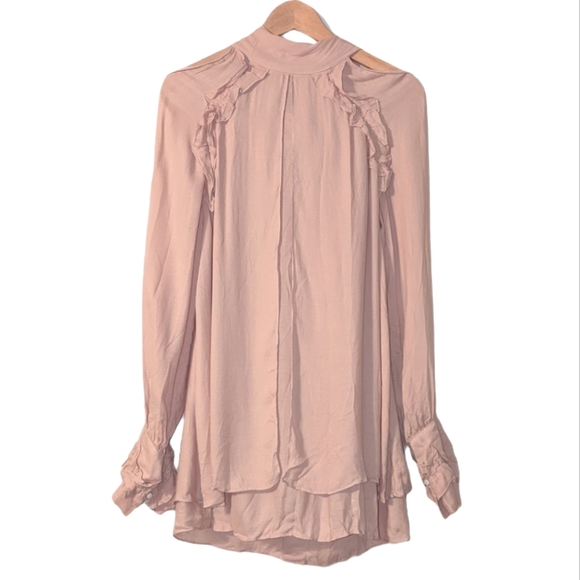 IRO Frejan Voile Ruffle Scarf Tie Neck Long Sleeve Layered Knit Blouse Top - Picture 4 of 16